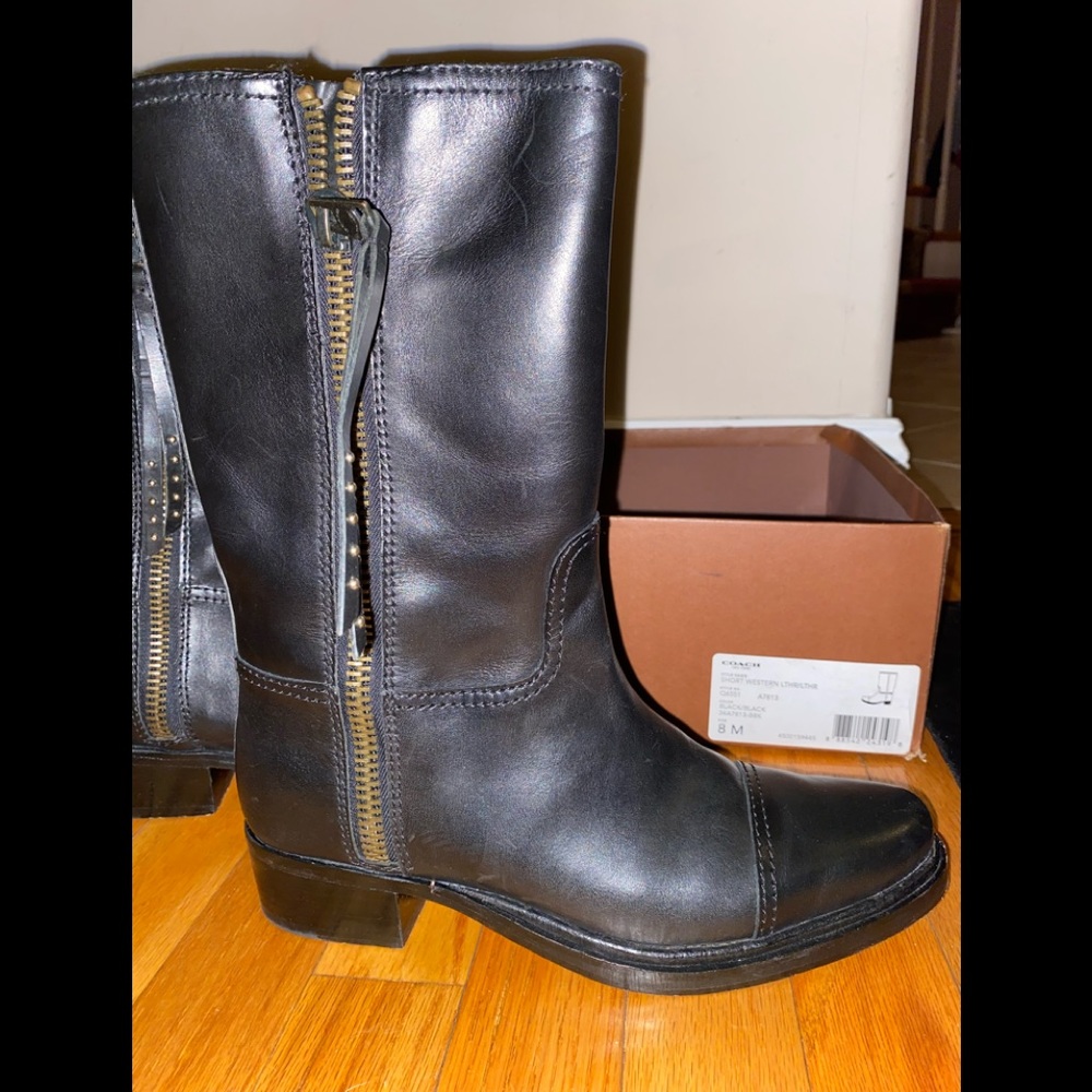 Coach black leather boots size 8